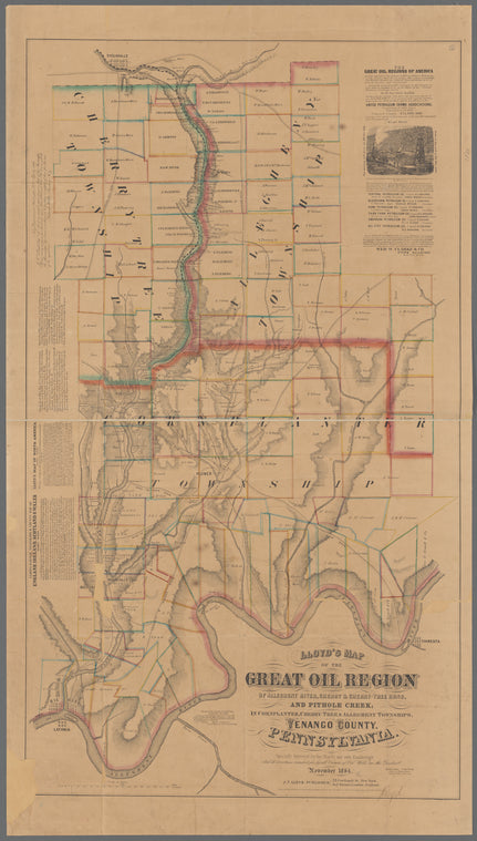 Lloyd's map of the Great Oil Region of Allegheny River, Cherry & Cherry-Tree runs, and Pithole Creek : in Cornplanter, Cherry-Tree & Allegheny townships, Venango County, Pennsylvania