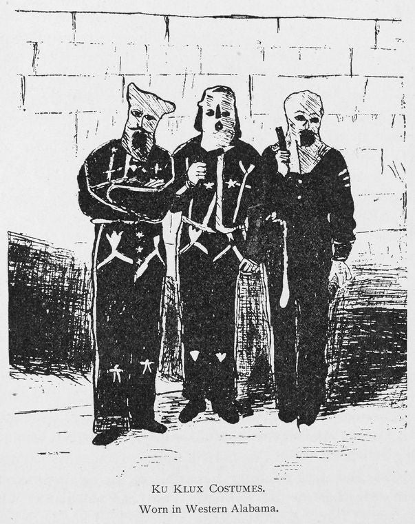 Ku Klux costumes.  Worn in Western Alabama.