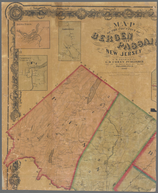 Map of the counties of Bergen and Passaic, New Jersey