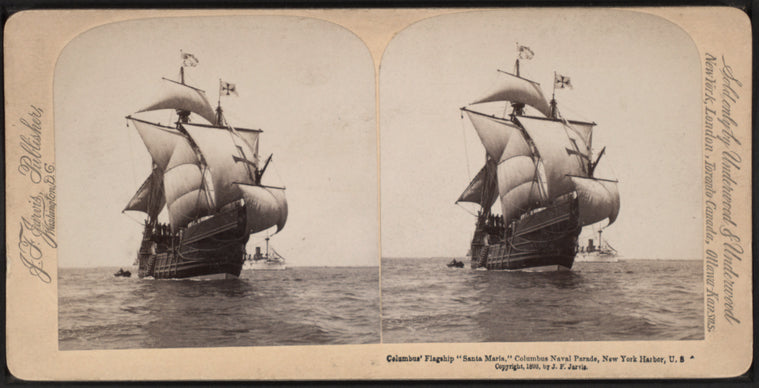 Columbus' flagship "Santa Maria," Columbus Naval parade, New York Harbor, U.S.A.