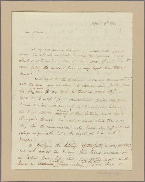 Letter to Gen. [Benjamin] Lincoln, headquarter near Charles Town