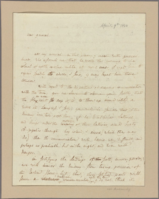 Letter to Gen. [Benjamin] Lincoln, headquarter near Charles Town