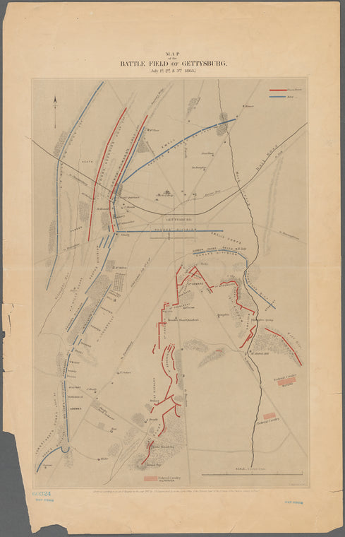 Map of the battle field of Gettysburg, July 1st, 2nd, & 3rd, 1863