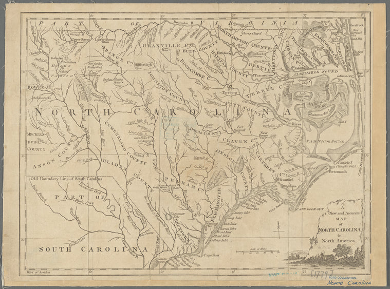 A new and accurate map of North Carolina in North America