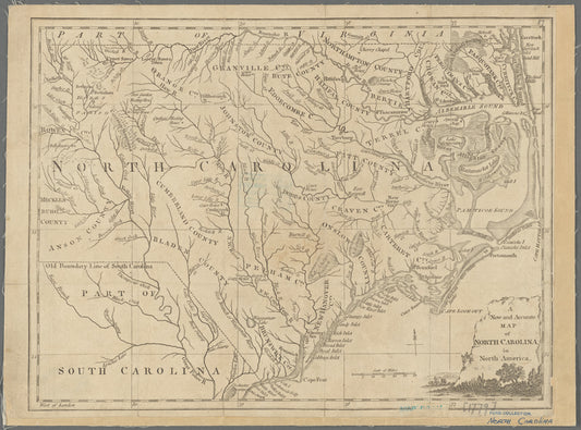 A new and accurate map of North Carolina in North America