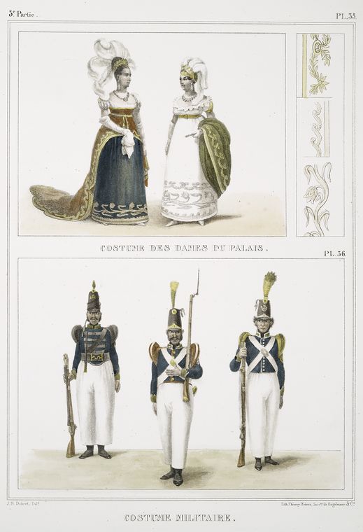 Costume des dames du palais; Costume militaire.