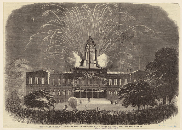 Celebration of the laying of the Atlantic telegraph cable at the townhall, New York