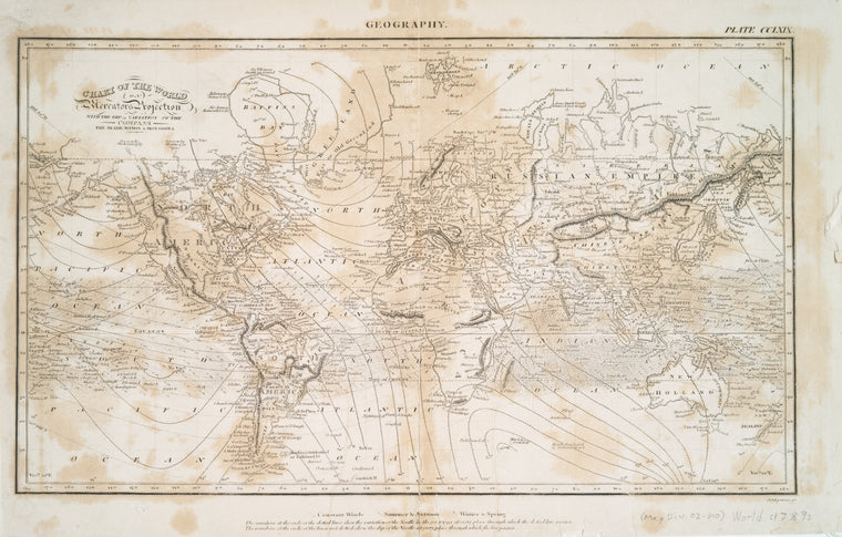 Chart of the world on Mercators projection : with the dip & variation of the compass, the trade winds & monsoons