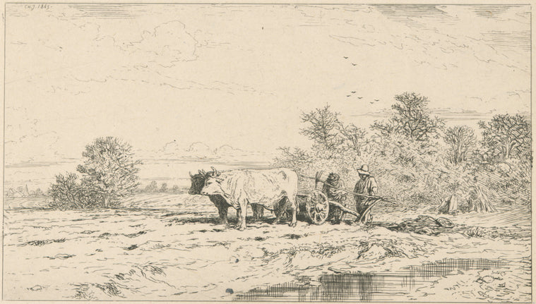 Paysage : laboureurs.