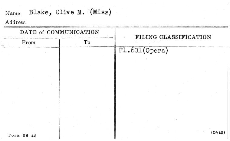 Blake, Olive M. (Miss)
