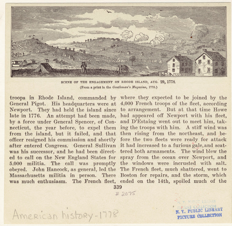 Scene of the engagement on Rhode Island, Aug. 29, 1778