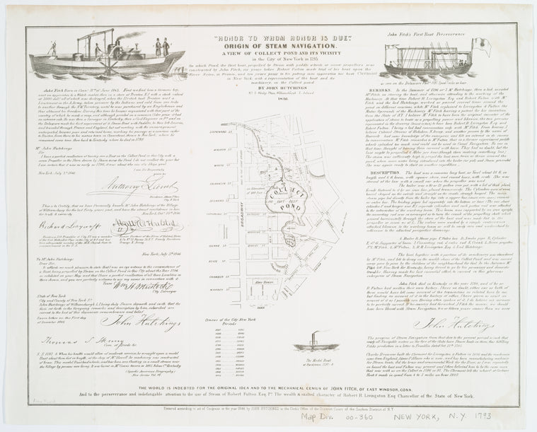 A view of Collect Pond and its vicinity in the City of New York in 1793 : : on which pond the first boat propelled by steam with paddle wheels or screw propellers was constructed by John Fitch, six years before Robert Fulton ...
