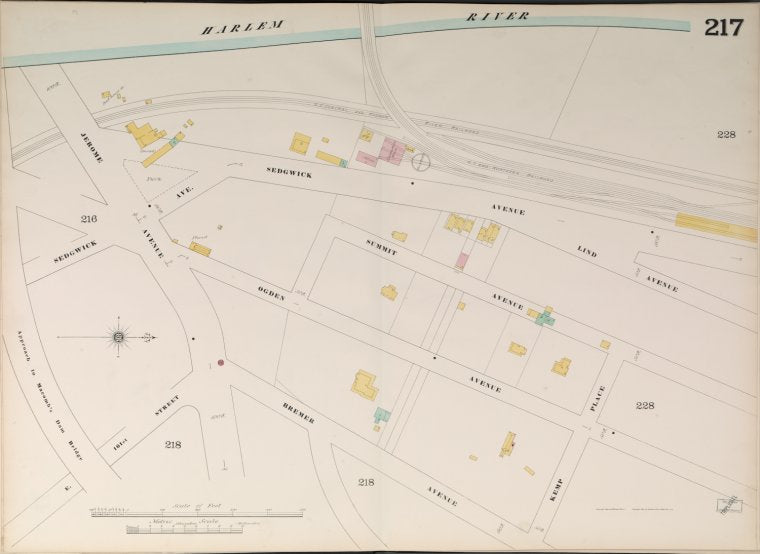 Bronx, V. 10, Double Page Plate No. 217 [Map bounded by Harlem River, Bremer Ave., Jerome Ave.]