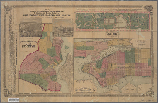 New-York : Map of the consolidated city Brooklyn ; Visitors' guide to the Central Park ; Manhattan Island, map of New York from 53rd St. to Spuyten Duyvel Creek on a reduced scale.