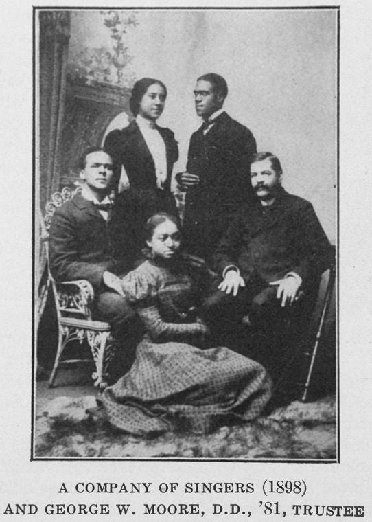 A company of singers [1898] and George W. Moore, D.D., '81, Trustee.