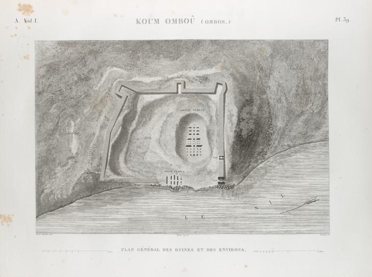 Koum Omboû (Ombos). Plan général des ruines et des environs.