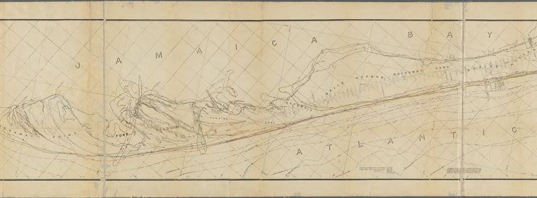 Map of Rockaway Peninsula from Rockaway Point to Nassau County, showing changes in Atlanticm coast line for various periods.