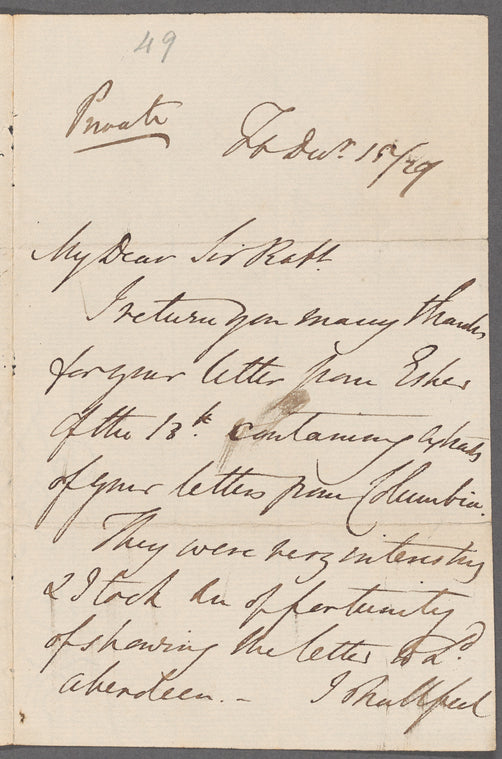 Cospatrick Douglas-Home, Lord Home to Robert Ker Porter, autograph letter signed