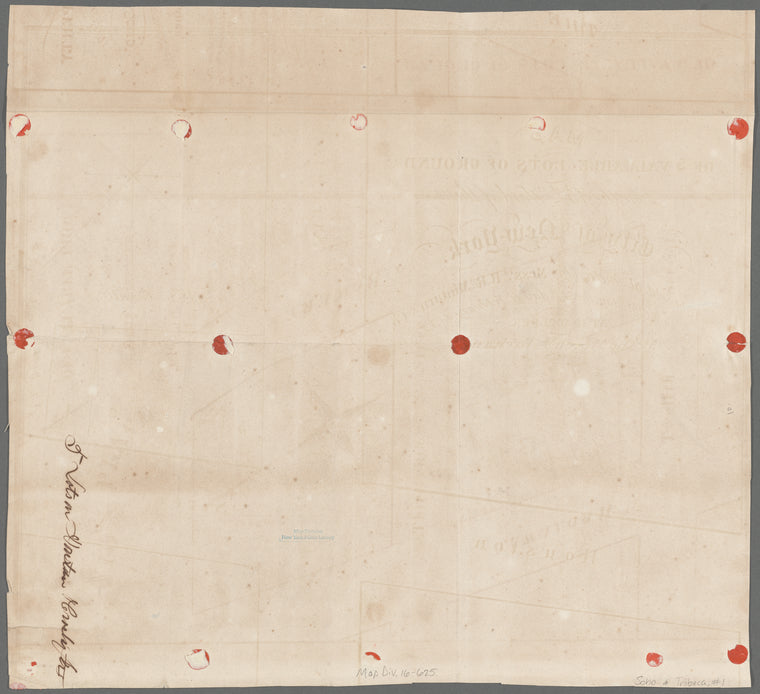 Map of 5 valuable lots of ground in the 15th Ward of the city of New-York, to be sold at auction by Messrs. R.R. Minturn & Co. on Wednesday the 4th day of February, 1835, at 12 o'clock at the Merchts. Exchange