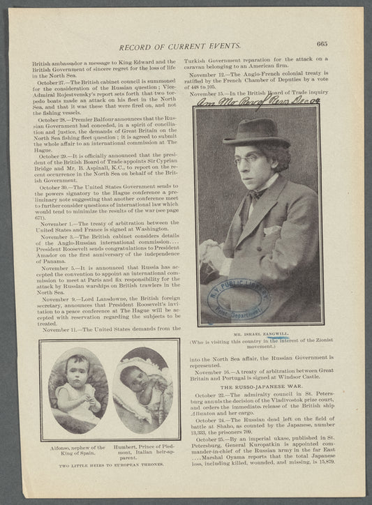Mr. Israel Zangwill. (Who is visiting in the interest of the Zionist movement)