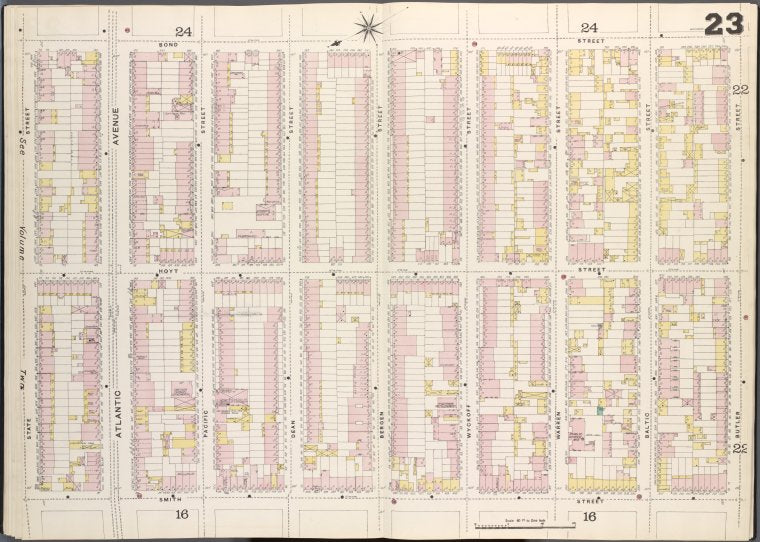 Brooklyn, V. 1, Double Page Plate No. 23 [Map bounded by Bond St., Butler St., Smith St., State St.]