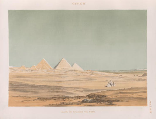 Giseh [Jîzah]: Ansicht der Pyramiden von Süden.