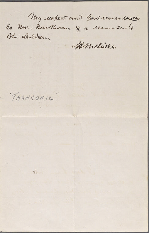 Melville, H[erman], ALS to NH. Oct. 25, 1852.