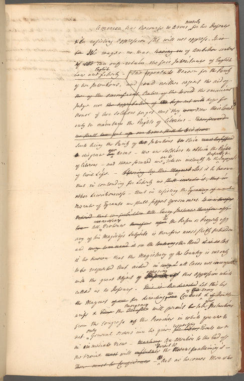 "America has recourse to arms meerly [sic] for her defense...."