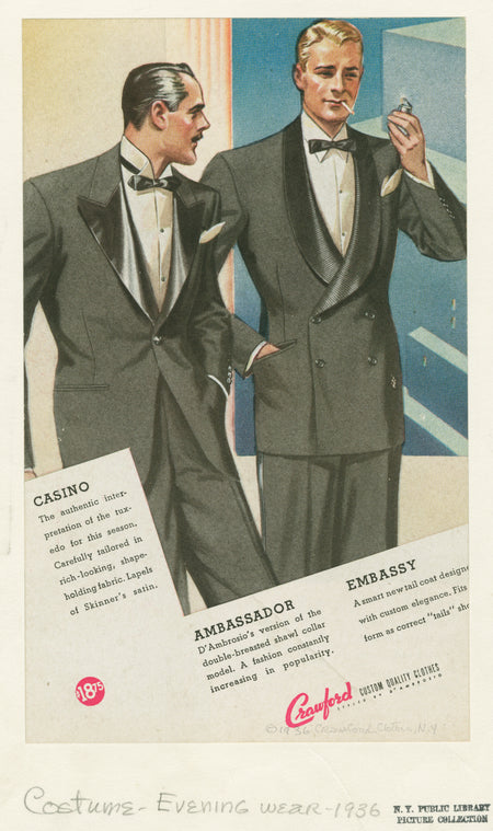 Single-button and double-breasted tuxedoes.