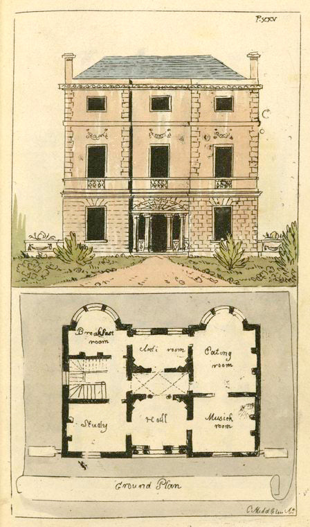 Ground plan: Hall, study, breakfast room, anti room, eating room and  musick room.