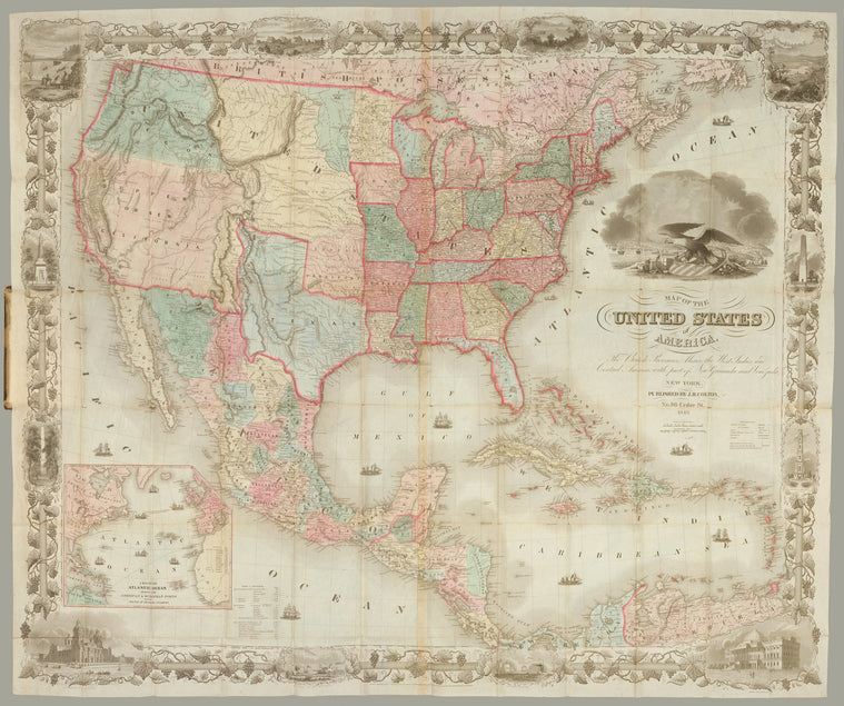 Map of the United States of America, the British provinces, Mexico, the West Indies and Central America, with part of New Granada and Venezuela