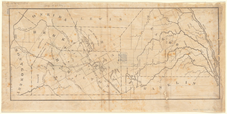 Map of Hamilton, St. Lawrence and Herkimer counties showing patents and tracts