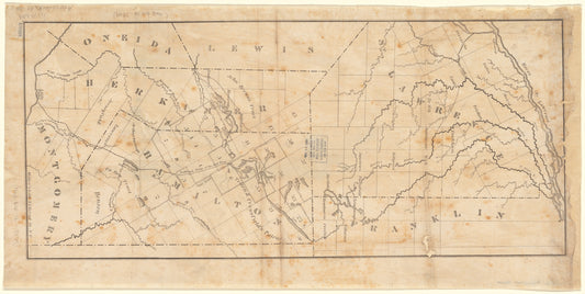Map of Hamilton, St. Lawrence and Herkimer counties showing patents and tracts