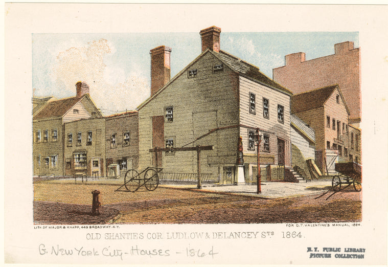 Old shanties cor. Ludlow & Delancey Sts., 1864