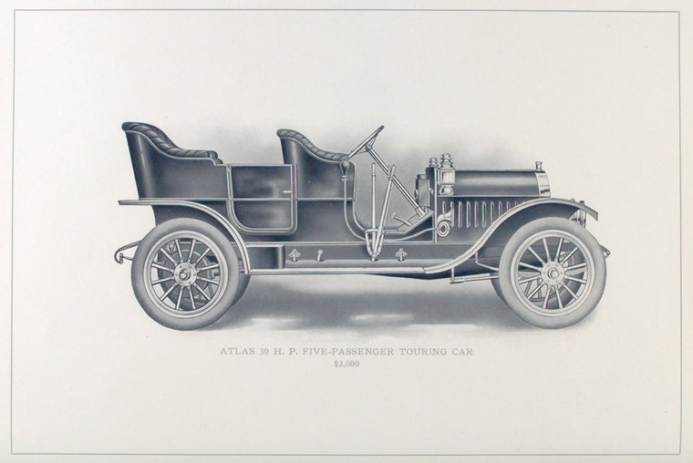 Atlas 30 h. p. five-passenger touring car; $ 2,000.