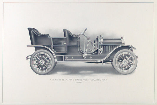 Atlas 30 h. p. five-passenger touring car; $ 2,000.
