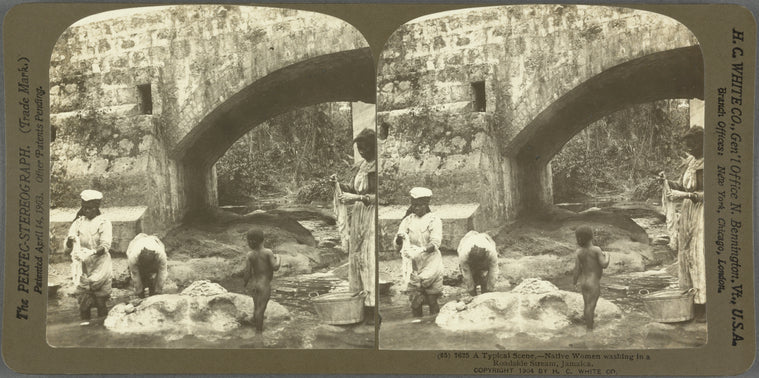 A Typical Scene -- Native Women washing in a Roadside Stream, Jamaica