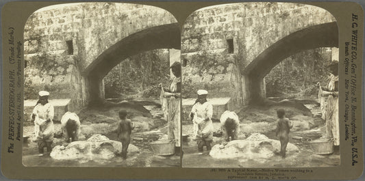 A Typical Scene -- Native Women washing in a Roadside Stream, Jamaica
