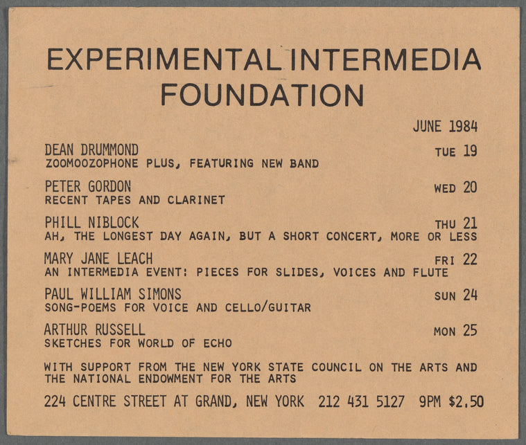 Experimental Intermedia Foundation flier