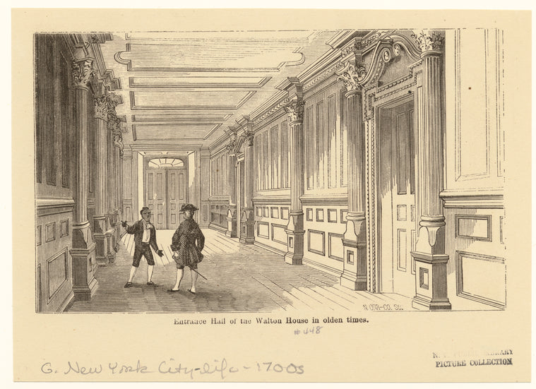 Entrance Hall of the Walton house in olden times