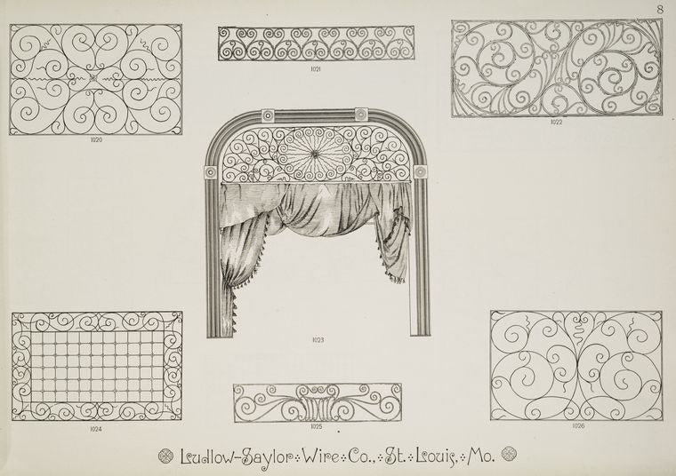 Decorative metalwork grilles and tympana.