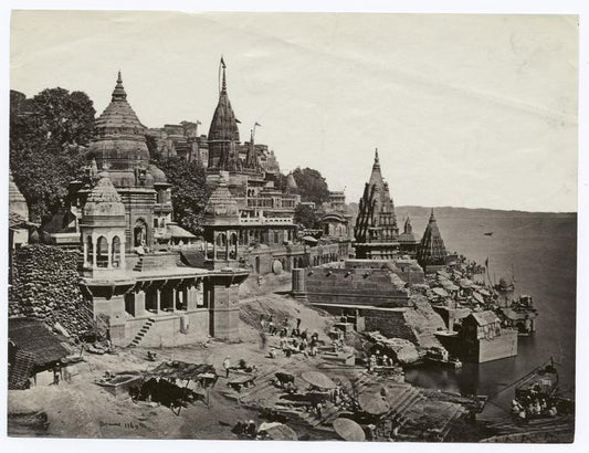 The Burning Ghat at Benares, on Ganges River, India