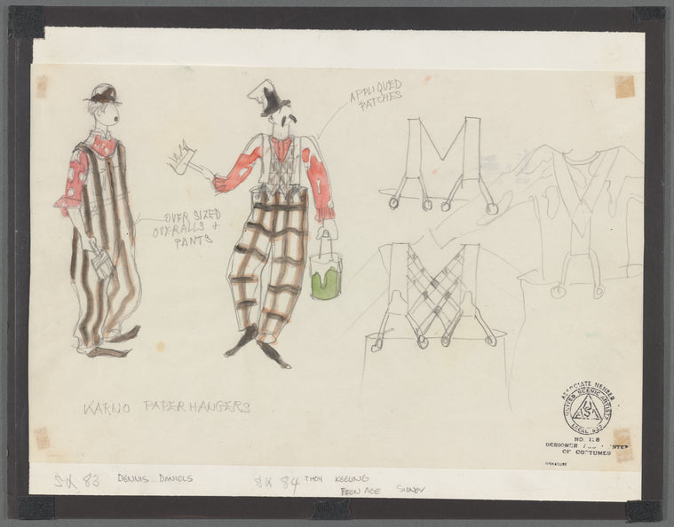 Chaplin: costume sketch for Karno paperhangers