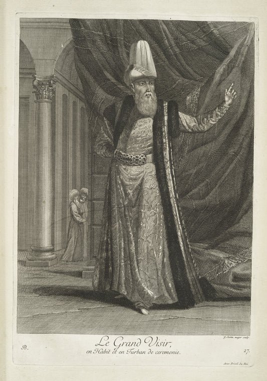 Le grand visir, en habit et en turban de ceremonie