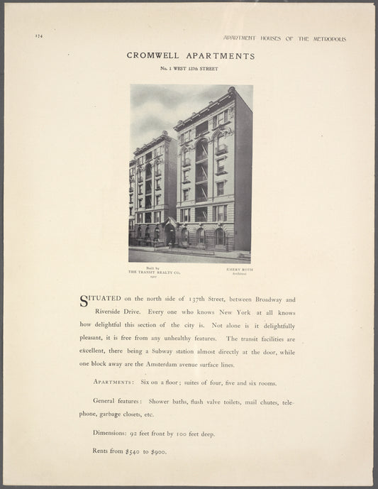 Cromwell Apartments, No. 1 West 137th Street.