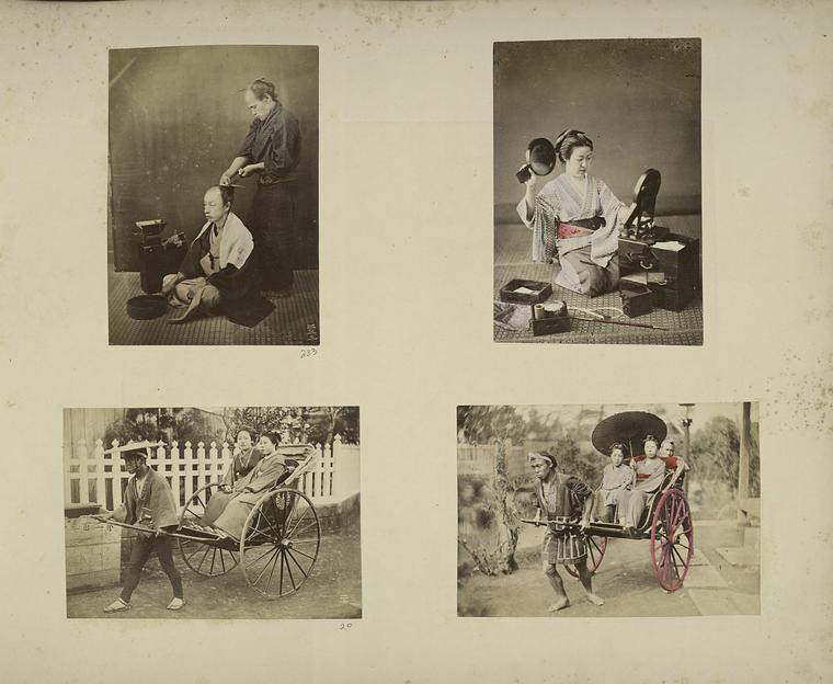 Japanese Men and Women : Hairdressing, and Riding Rickshaw
