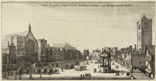 Sala regalis cum curia West-Monasterij, vulgo Westminster Haall.