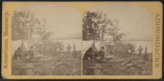 Camp scene in the Adirondacks.