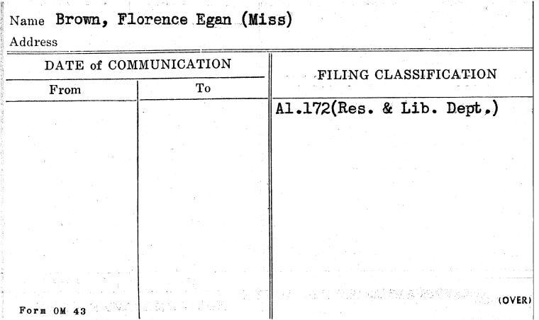 Brown, Florence Egan (Miss)