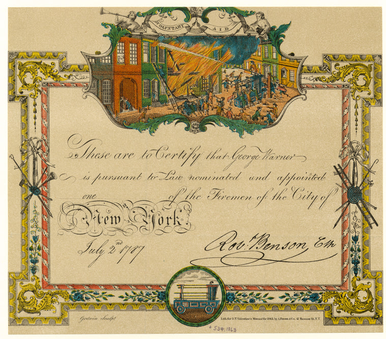 Fireman's certificate, 1787